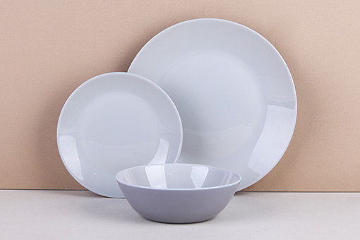 ALDI grey color opal glass dinnerware