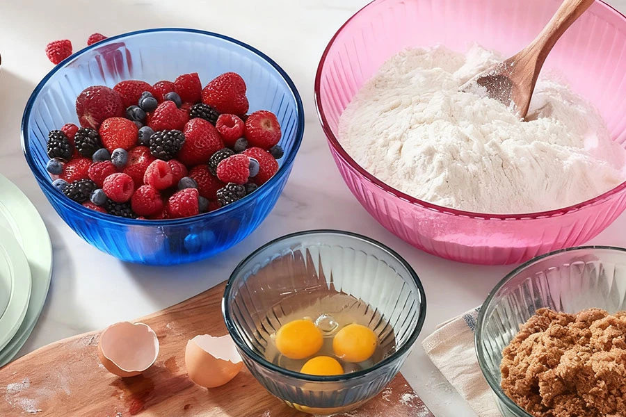 Tinted Colored Glass Mixing Bowls