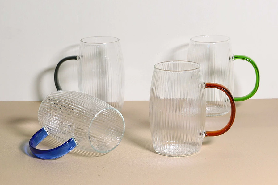 Pinstripes Borosilicate Glass Cup